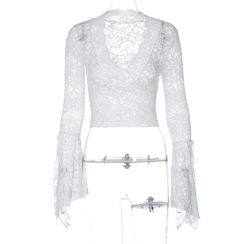 Lace Top Manga Longa Pérola ⊹ ࣪ ˖
