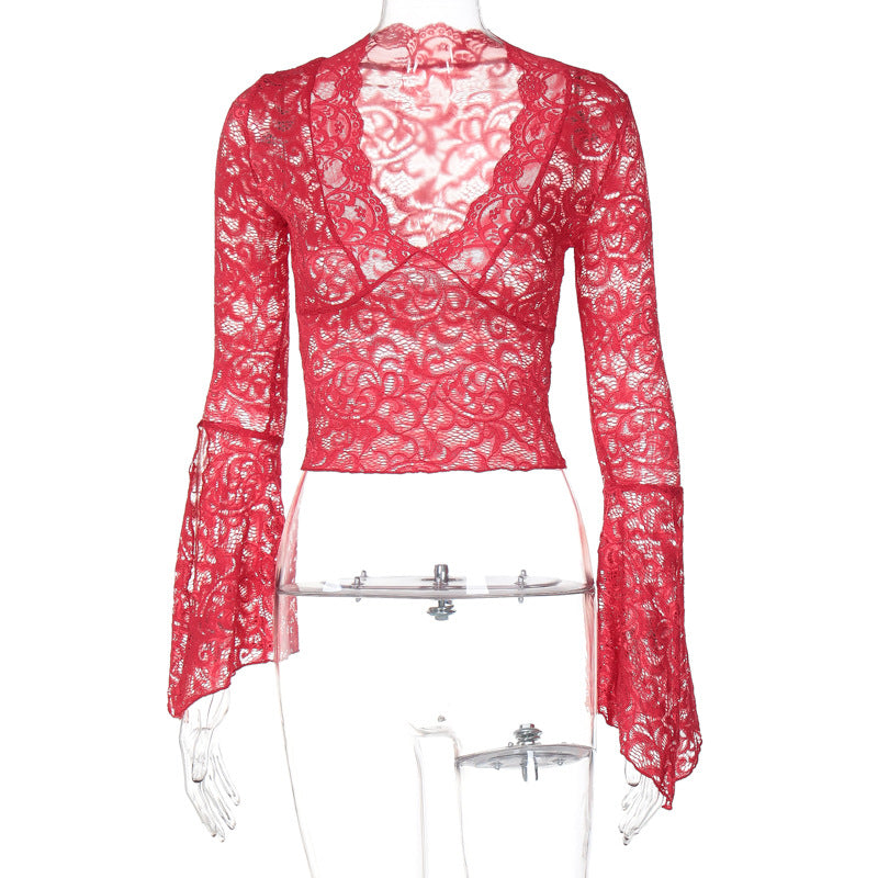 Lace Top Manga Longa Pérola ⊹ ࣪ ˖