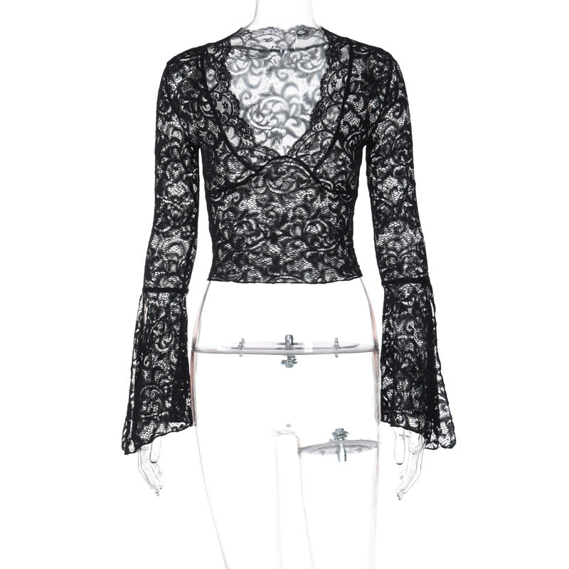 Lace Top Manga Longa Pérola ⊹ ࣪ ˖
